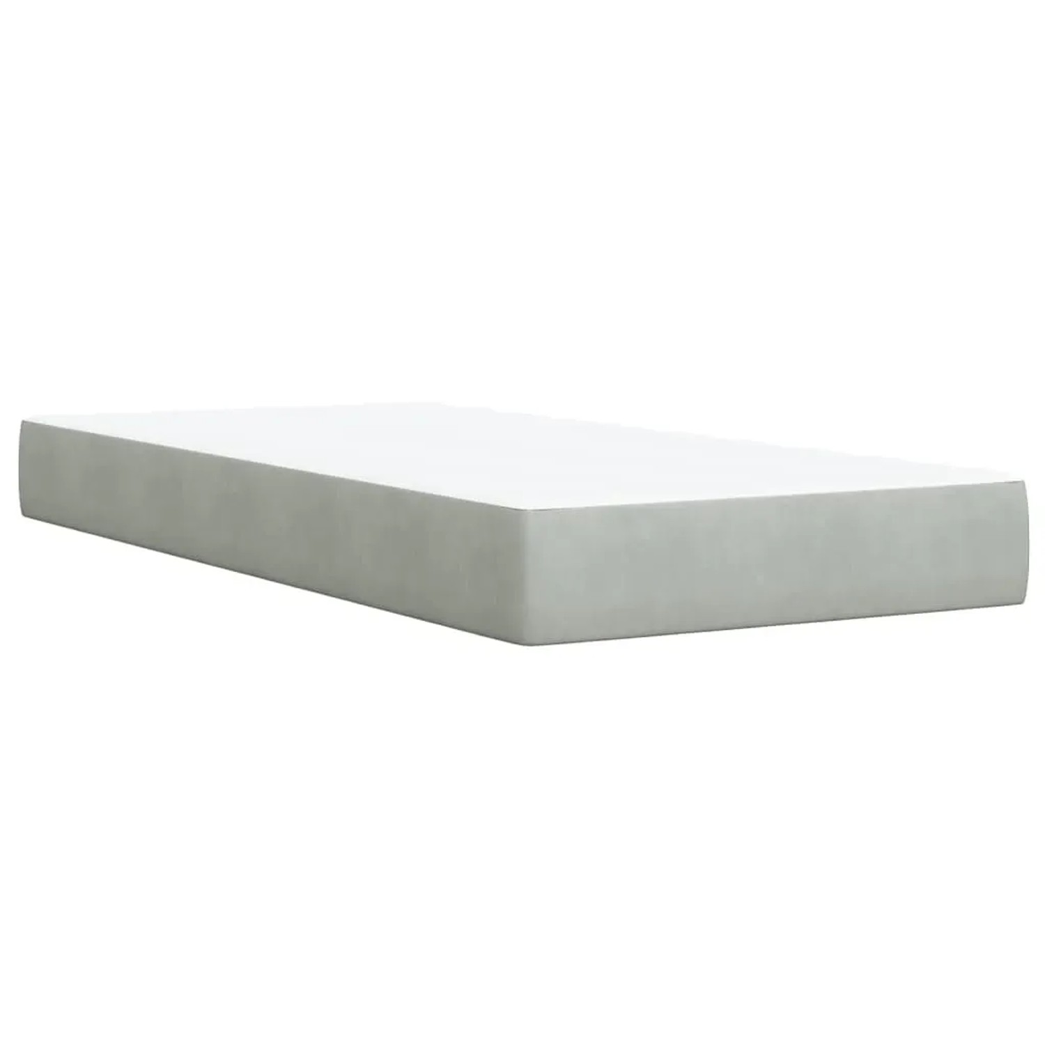 Hellgraues Boxspringbett 90x190 cm mit Matratze und Samtbezug.