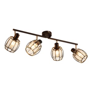 ZMH Deckenstrahler 4-flammig, Vintage Schwarz Metall mit schwenkbaren Kristallglas-Schirmen. Ideal für Lampen & Leuchten.