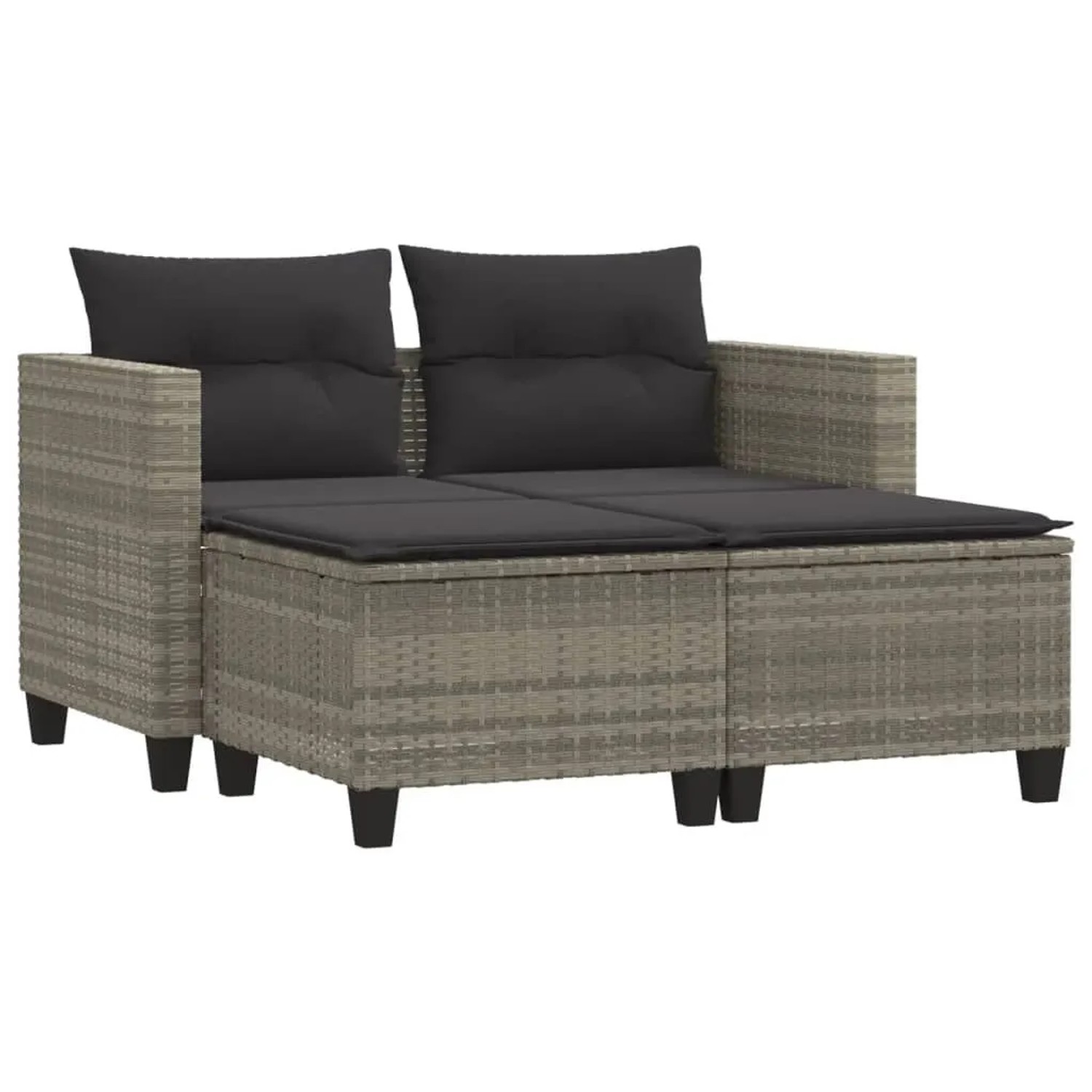 vidaXL Gartensofa 2-Sitzer mit Hockern Hellgrau Poly Rattan 365796 günstig online kaufen