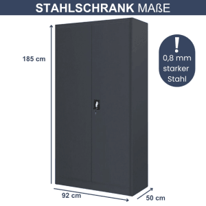 JAN NOWAK Werkzeugschrank BRUNO mit Lochwand, anthrazit, 185x92x50cm.