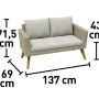 Sofa-Lounge-Set Borup, 2-Sitzer, Wicker Beige, mit Maßen. Gartenmöbel für entspannte Stunden.