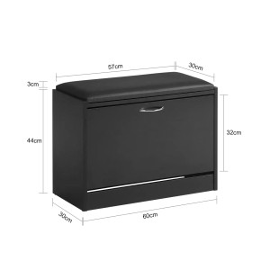 Schwarze Schuhbank mit Sitzkissen und Klappe von SoBuy, ideal für Flur und Diele.