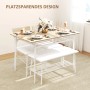 HOMCOM Essgruppe mit Tisch, 2 Stühlen und Bank in Eiche/Weiß. Platzsparendes Design.