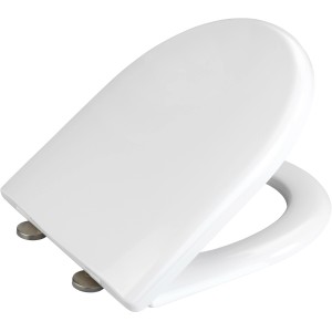 Wenko WC-Sitz Exclusive, passend für Geberit Renova, aus weißem Duroplast mit Absenkautomatik.