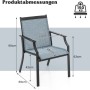 Detailansicht Costway Gartenstuhl, blau, mit Maßangaben. Ideal für Terrasse und Garten.