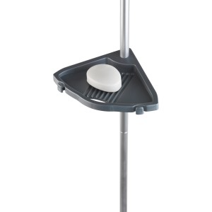 Wenko Teleskop-Duschecke Easy Silber mit Ablage und Seife.