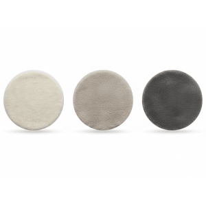 Runde Kunstfell-Sitzkissen Ø 35 cm in Weiß, Beige und Anthrazit für gemütliche Sitzgelegenheiten.
