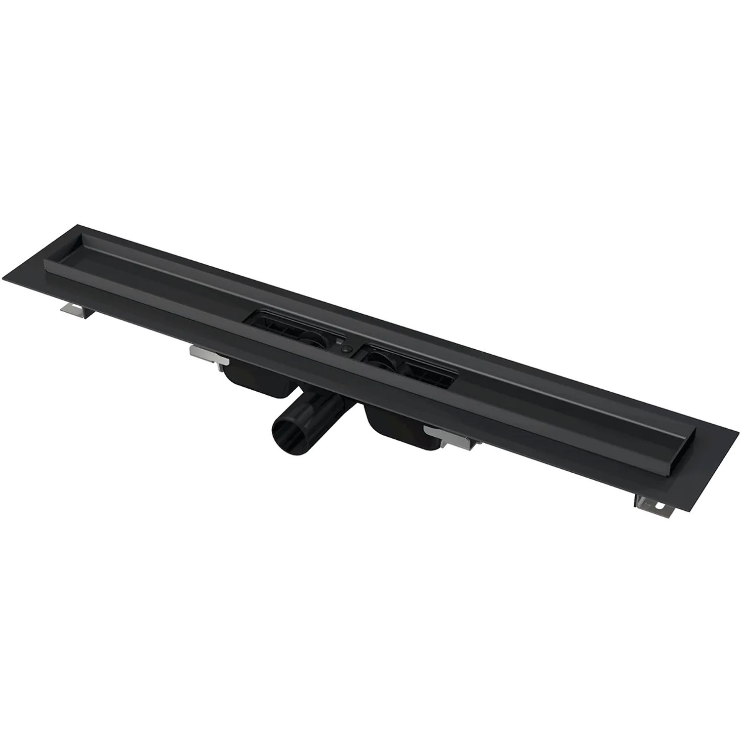 Alcadrain APZ101BLACK Low Duschrinne mit Rand, Schwarz-Matt 1150 mm.