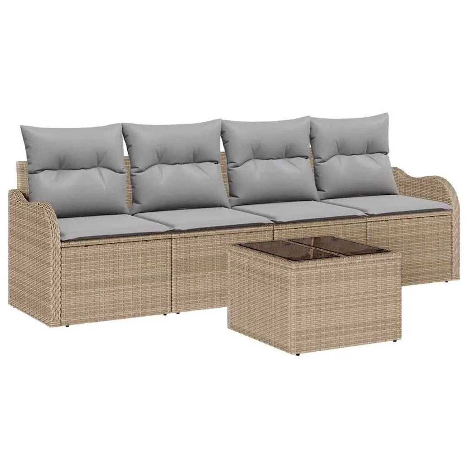Thumbnail - vidaXL Garten-Sofa-Set mit Kissen mit Speicher 5-Tlg Beige und Grau 3354239