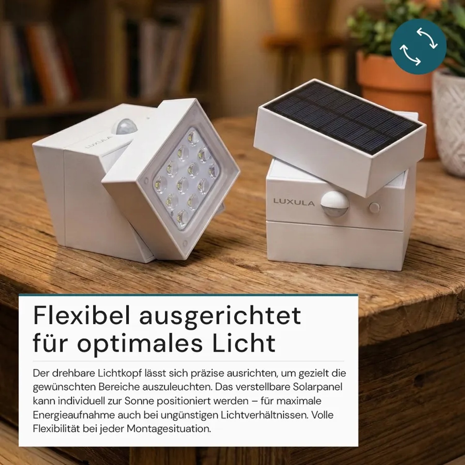 LUXULA Solar Wandleuchte 300lm 3000- 6000K Warm- Kaltweiß Bewegungsmelder PIR Sensor Drehbare Hauswandleuchte Weiß_8