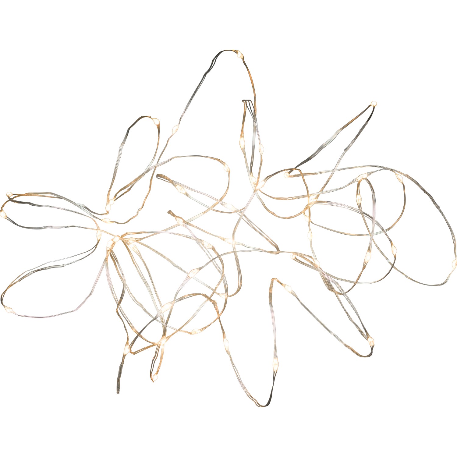 LED Lichterkette Tropfen 100 bernsteinfarbene LEDs Draht Silberfarben innen