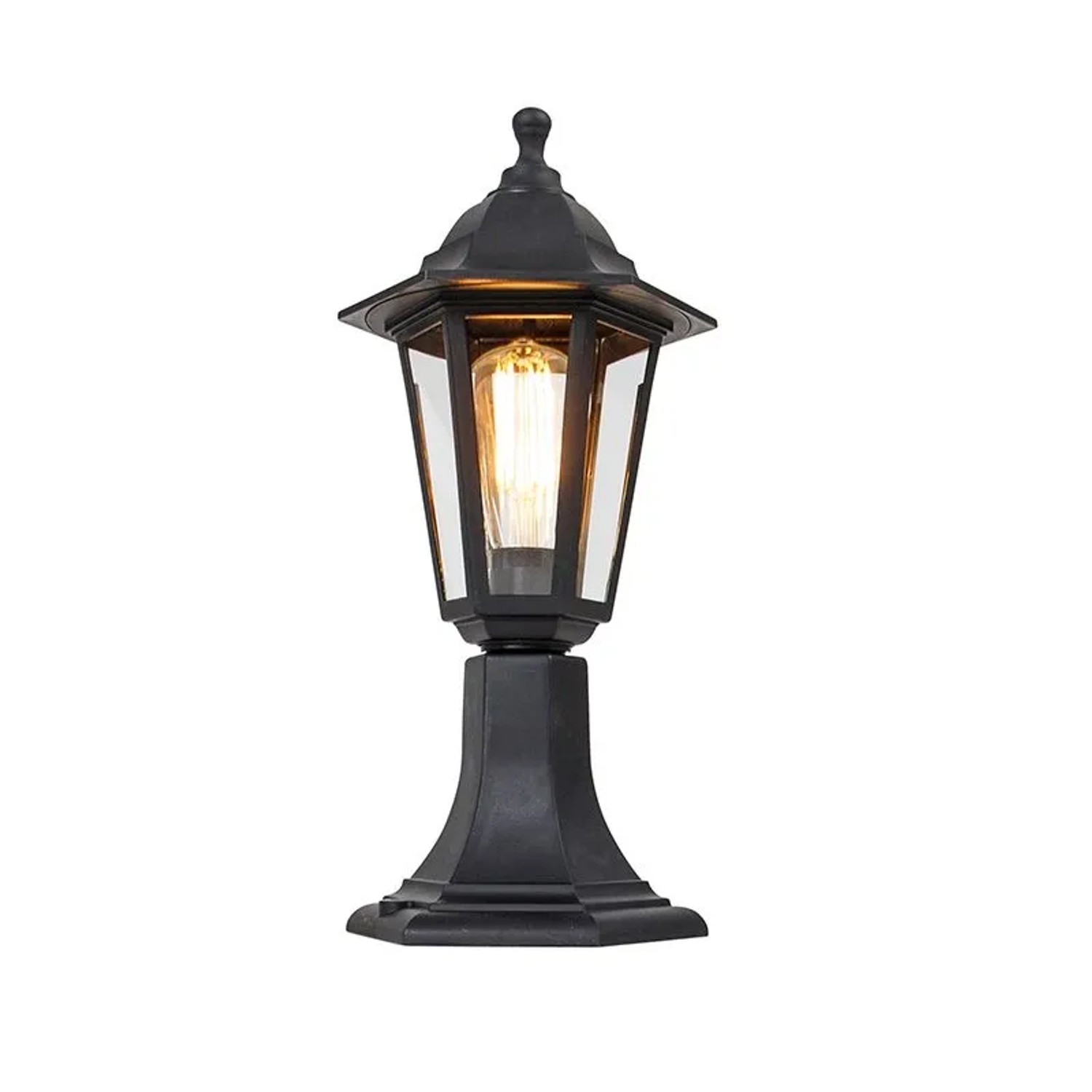 Klassische schwarze QAZQA Stehleuchte New Haven für den Außenbereich, 42,2 cm hoch, IP44.