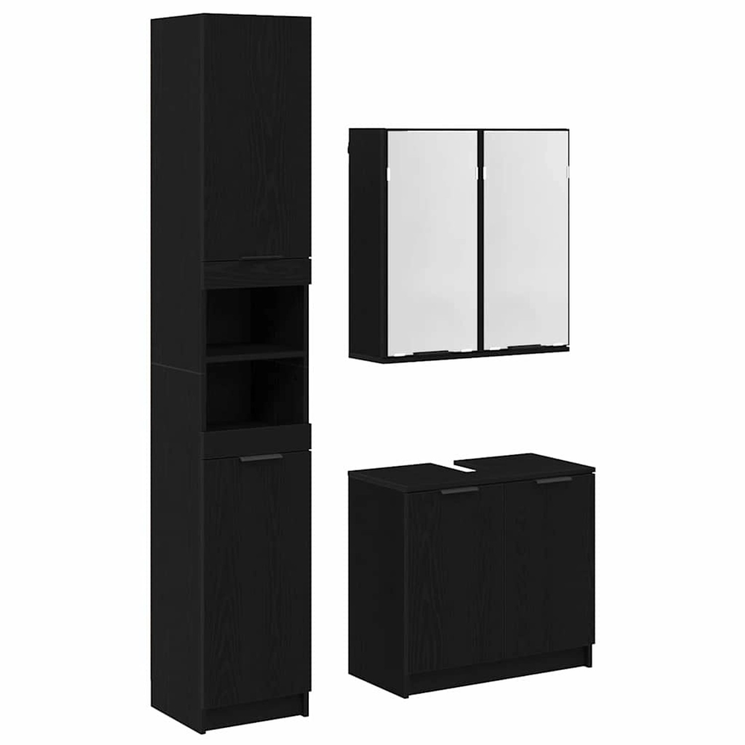 vidaXL Badezimmerschrank-Set 3-Tlg Schwarz Eichen-Optik Holzwerkstoff 34161 günstig online kaufen