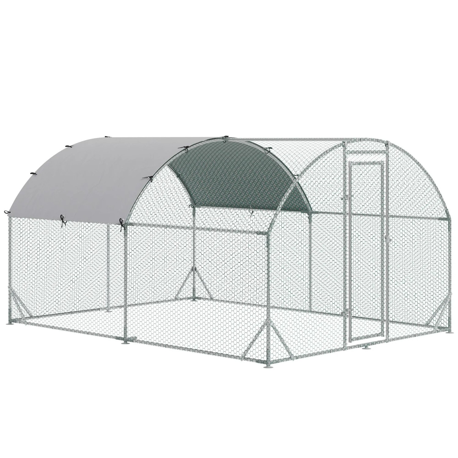 PawHut Hühnerstall Stahl Polyester Silber 280L x 380B x 197H cm
