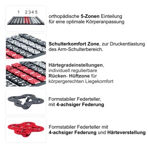Matratzen Perfekt TerraMed T-Flex Teller-Lattenrost 120 x 200 cm Starr 5-Zonen 55 Tellermodule