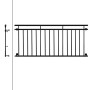 Schwarzer französischer Balkon aus pulverbeschichtetem Stahl, 225x90 cm, mit 16 Füllstäben zur Fenstersicherung.