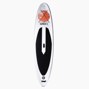 Suprfit SUP Board Halia 10'8 in Weiß-Orange mit Palmen-Design, Anti-Rutsch-Pad und Tragegriff für Wassersport.