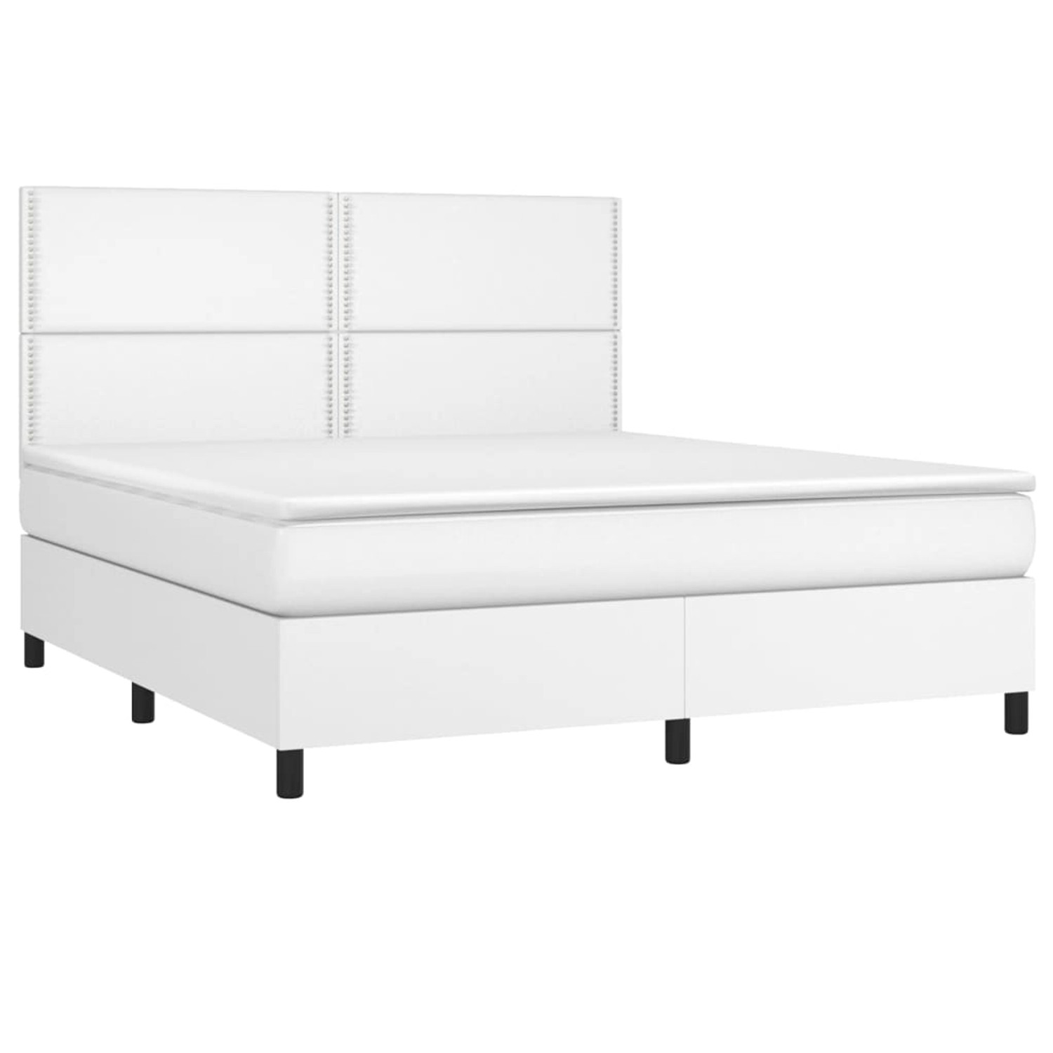 vidaXL Boxspringbett mit Matratze & LED Weiß 160x200 cm Kunstleder 3135892 günstig online kaufen