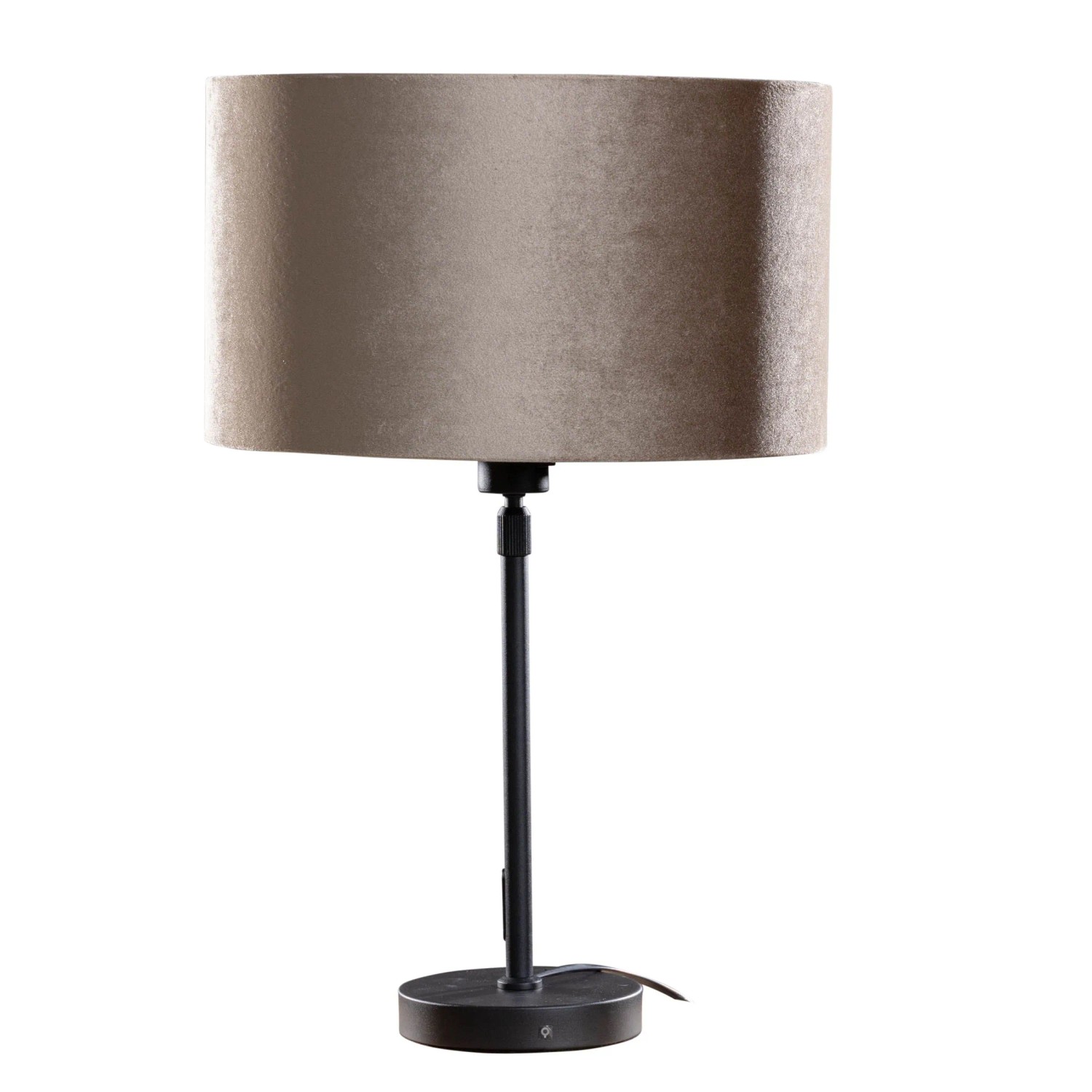 QAZQA Tischleuchte Schwarz mit Taupe Samt Schirm 35cm Parte