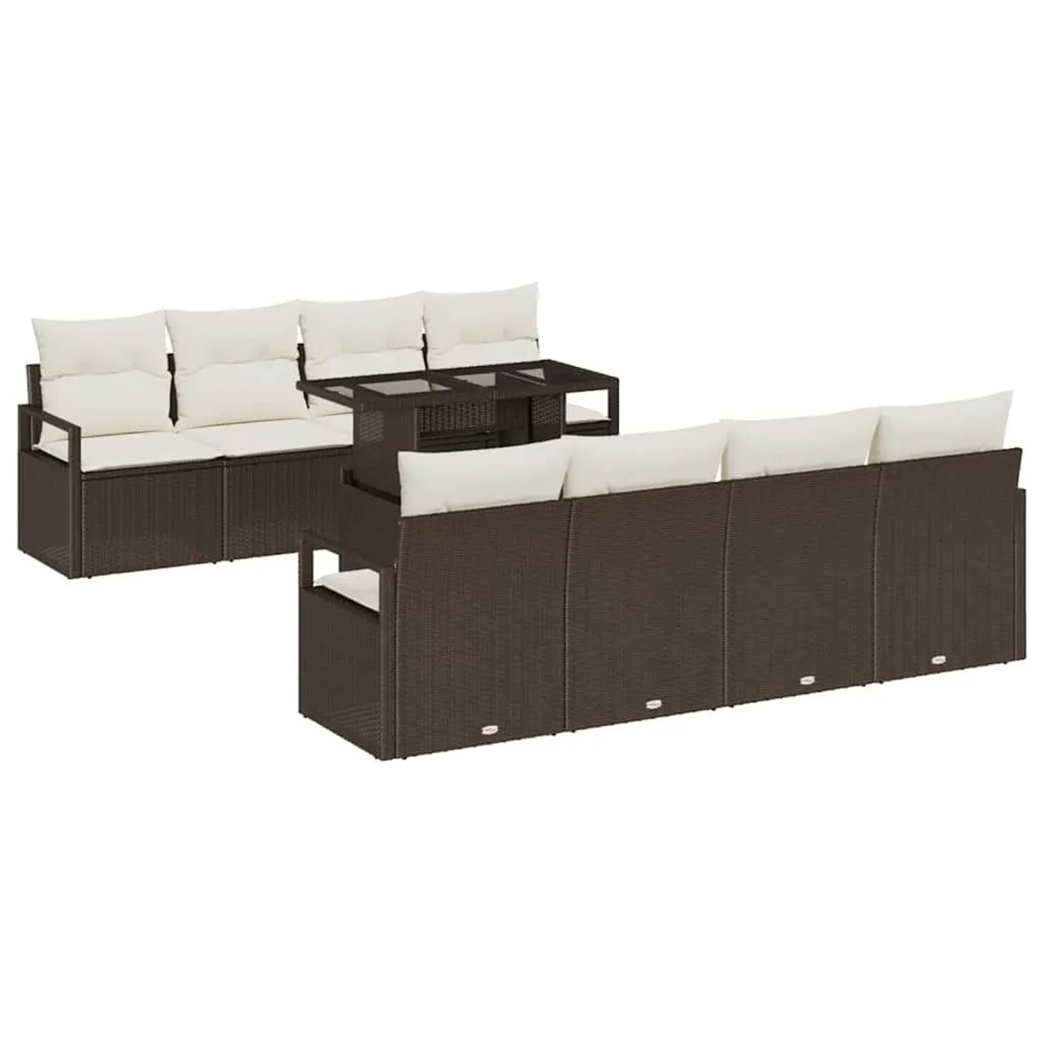 vidaXL Garten-Sofa-Set mit Kissen 7-Tlg Braun und Creme Poly-Rattan 3348784