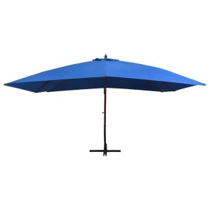 vidaXL Ampelschirm mit Holz-Mast 400x300 cm Blau 47123