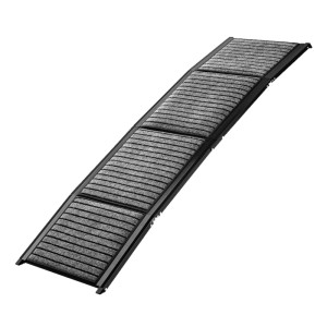 TRUTZHOLM Hunderampe klappbar, 158 cm, aus Aluminium, schwarz-grau mit rutschfester Oberfläche.