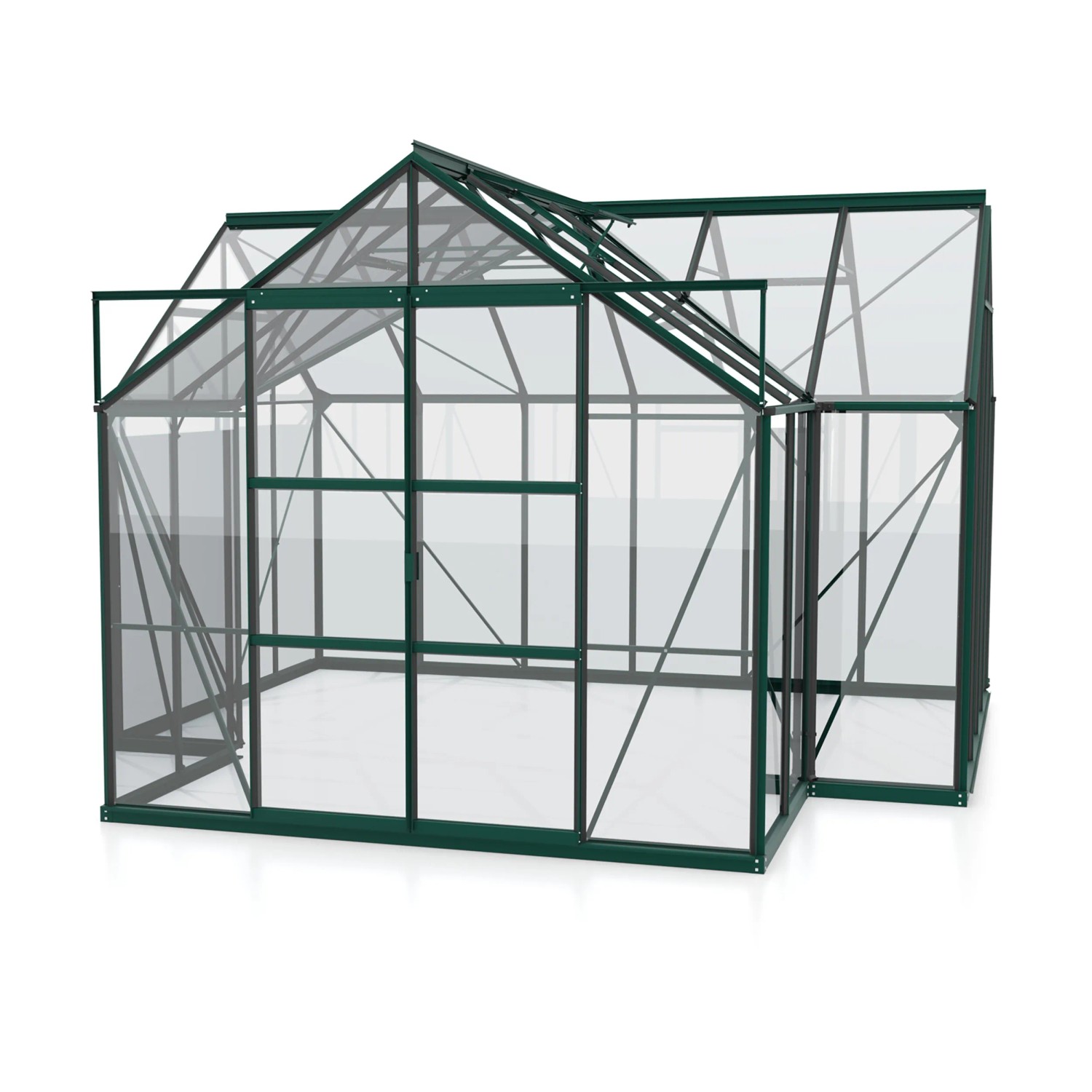 Vitavia Gewächshaus Sirius, 13 m², smaragdgrün, mit Fundament. Ideal für Pflanzenzucht.
