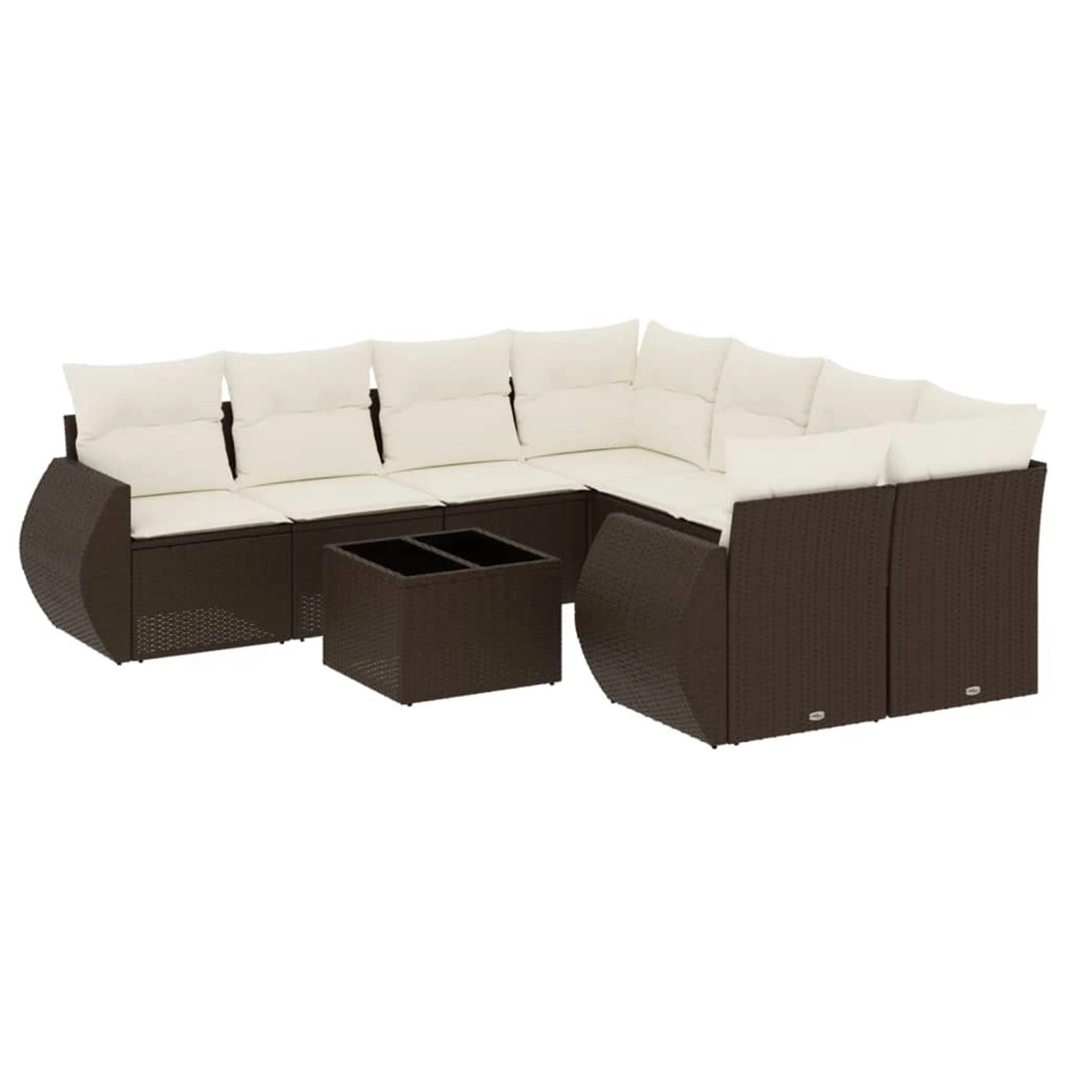 vidaXL 9-Tlg Garten-Sofagarnitur mit Kissen Braun Poly Rattan 3221162 günstig online kaufen