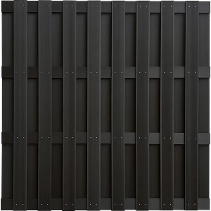 Anthrazitfarbener WPC-Zaun, 180x180 cm, für Sichtschutz im Garten.