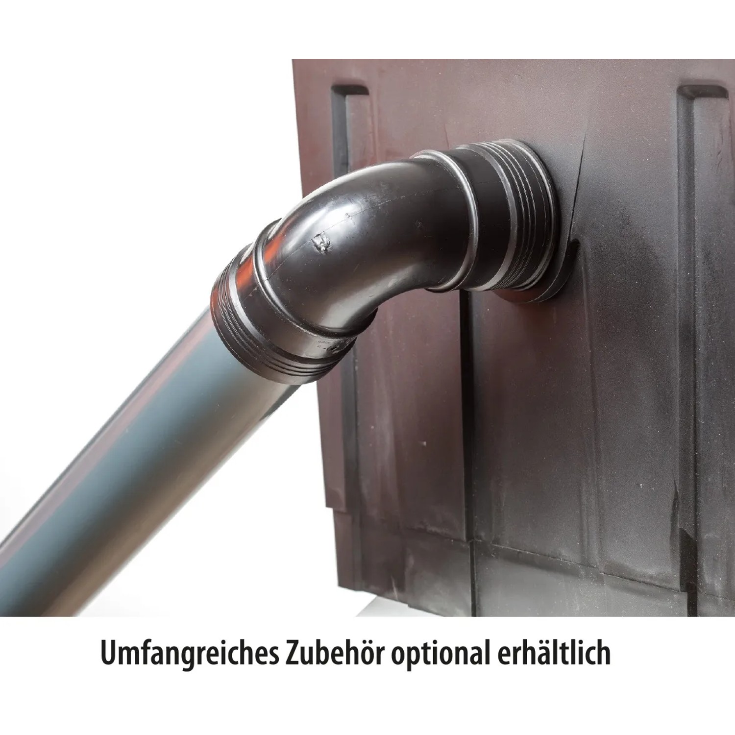 Detailaufnahme Heissner Durchlauffilter-Set: Schlauchanschluss am Teichfilter.