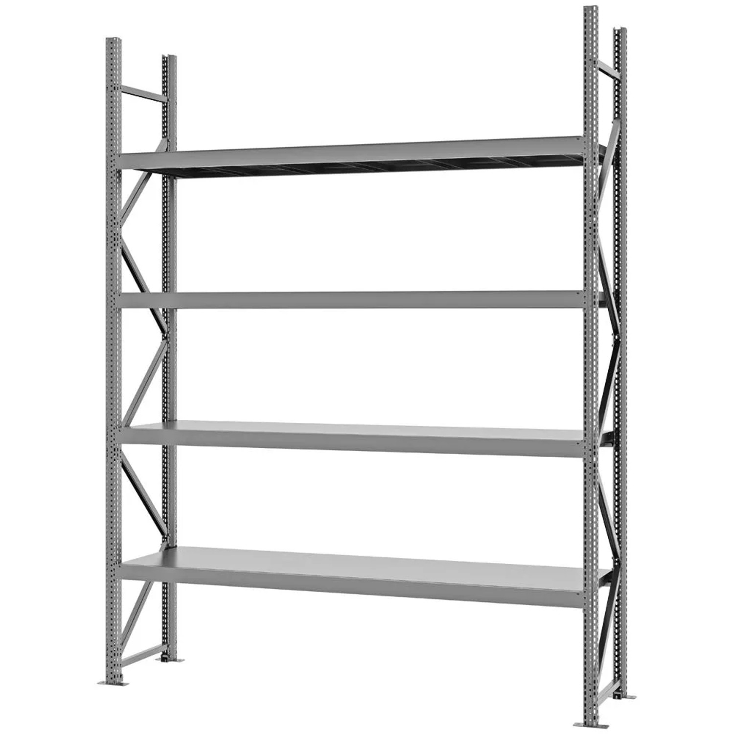 PROREGAL Weitspannregal Schraub-Stecksystem MAGNUS PRO Made In Germany Grundregal 300x225x50cm 4 Ebenen Stahlböden Fachlast 520kg Verzinkt