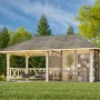 Palmako Pavillon Bianca Set 204 mit Schiebetüren, lackiert weiß, im Garten.