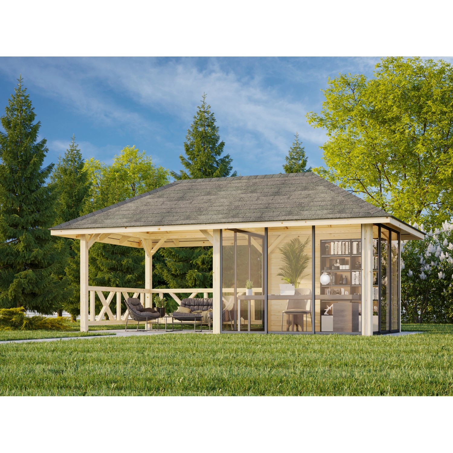 Palmako Pavillon Bianca Set 204 Slide 588 x 300 cm Lackiert Weiß FSC® günstig online kaufen