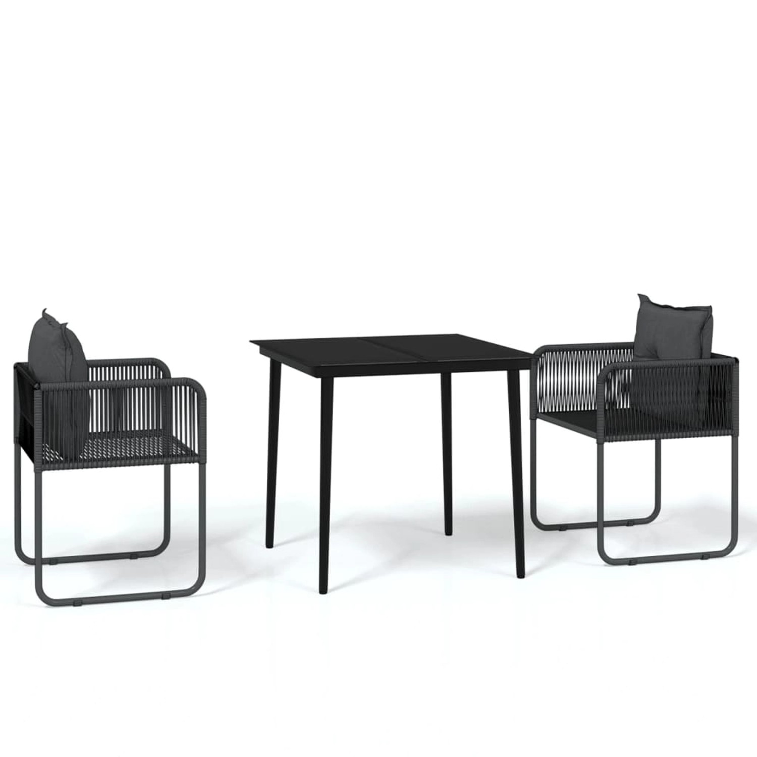 vidaXL 3-Tlg Garten-Essgruppe Schwarz 3099083