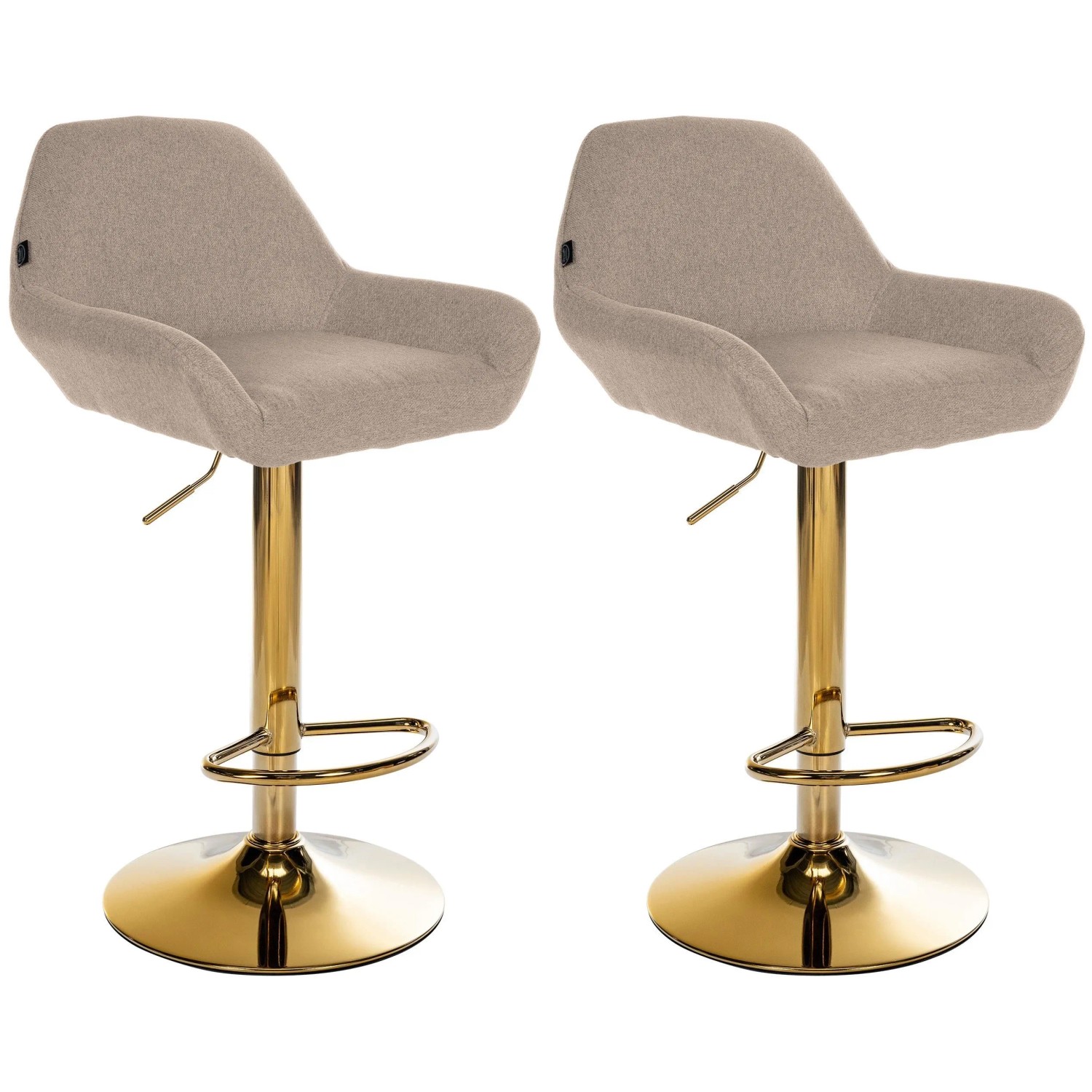 CLP 2er Set Barhocker Braga Gold Stoff Taupe