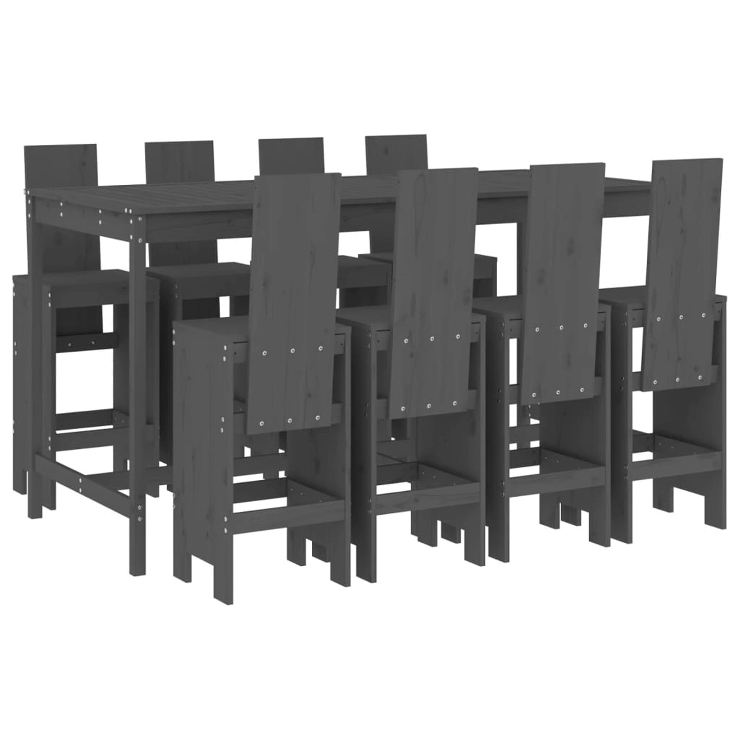 vidaXL 9-tlg Gartenbar-Set Grau Massivholz Kiefer Modell 2