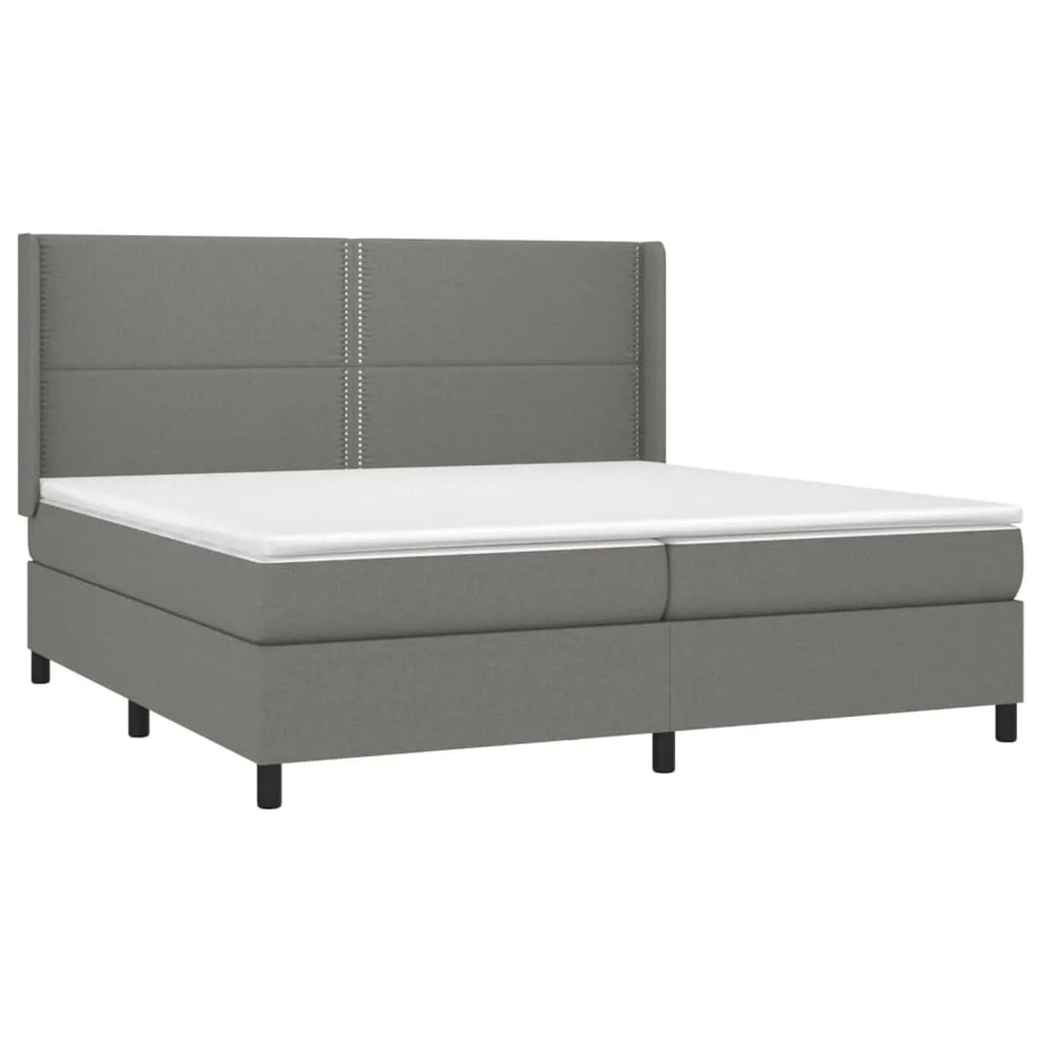 vidaXL Boxspringbett mit Matratze, dunkelgrauer Stoff, 200x200 cm. Bequemes Bett mit Kopfteil.