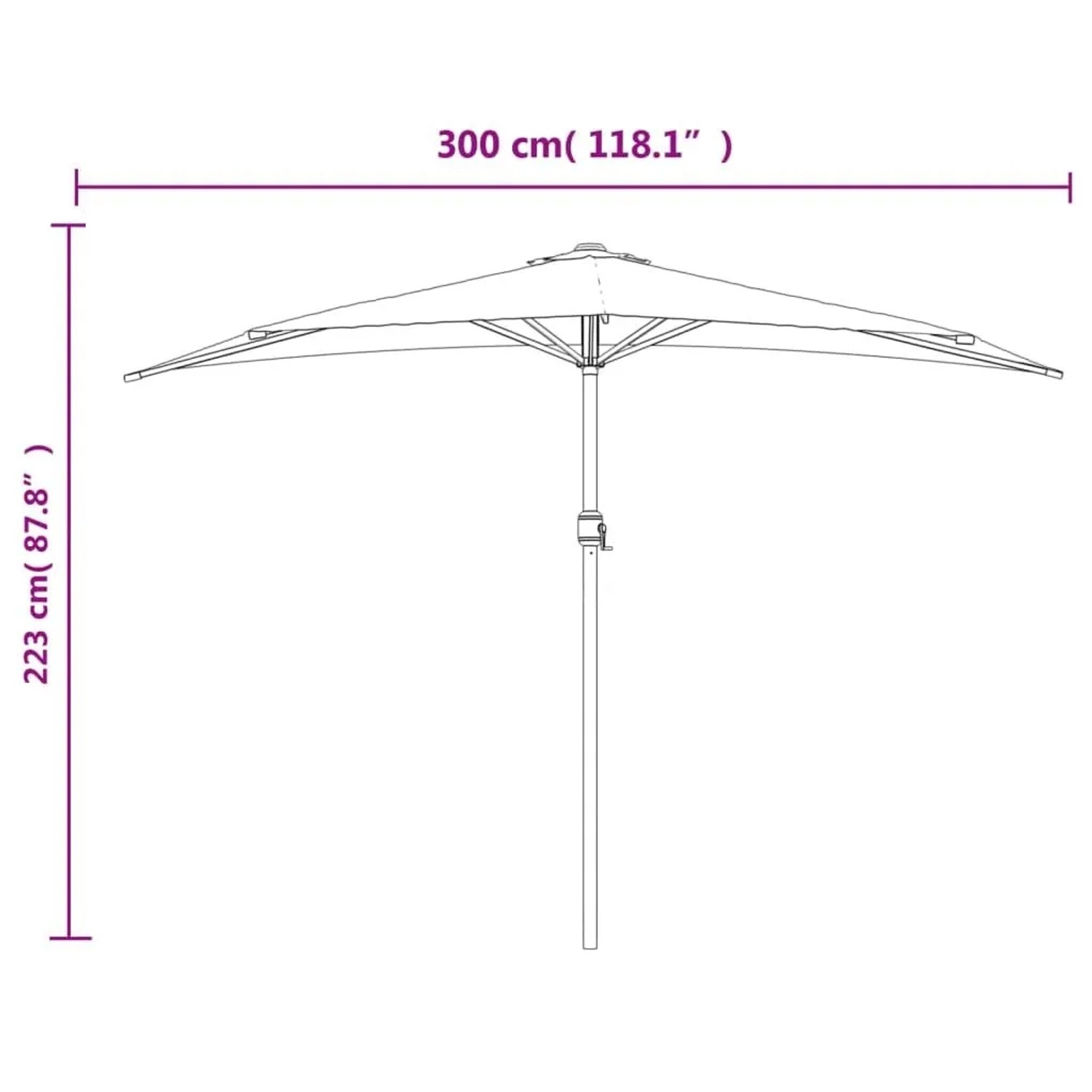 vidaXL Balkon-Sonnenschirm mit Alu-Mast Taupe 300x155 cm Halbrund 44594_10