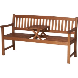 Siena Garden Gartenbank Florida aus Akazienholz mit integriertem Klapptisch.