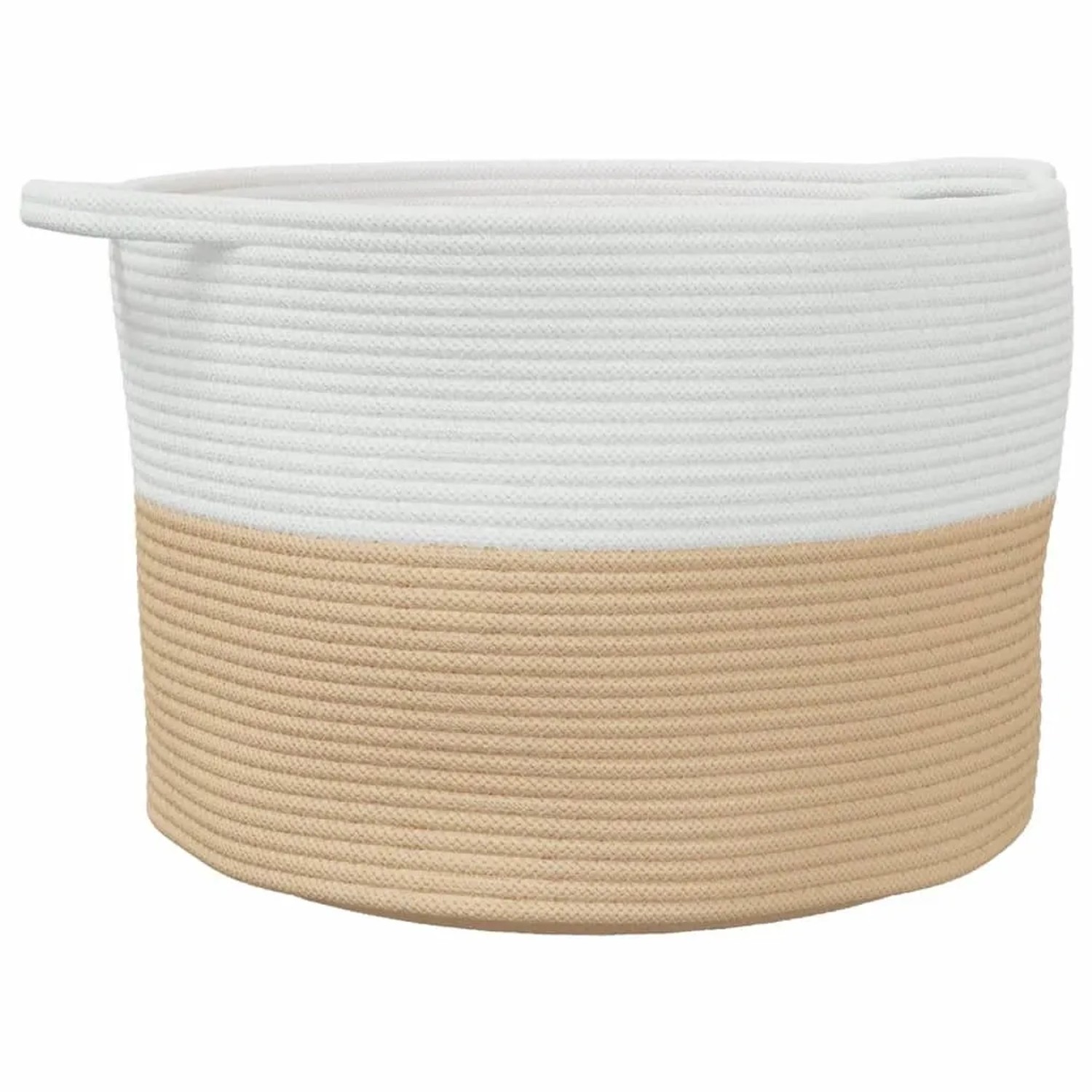 vidaXL Wäschekorb Beige und Weiß Ø55x36 cm Baumwolle 358471