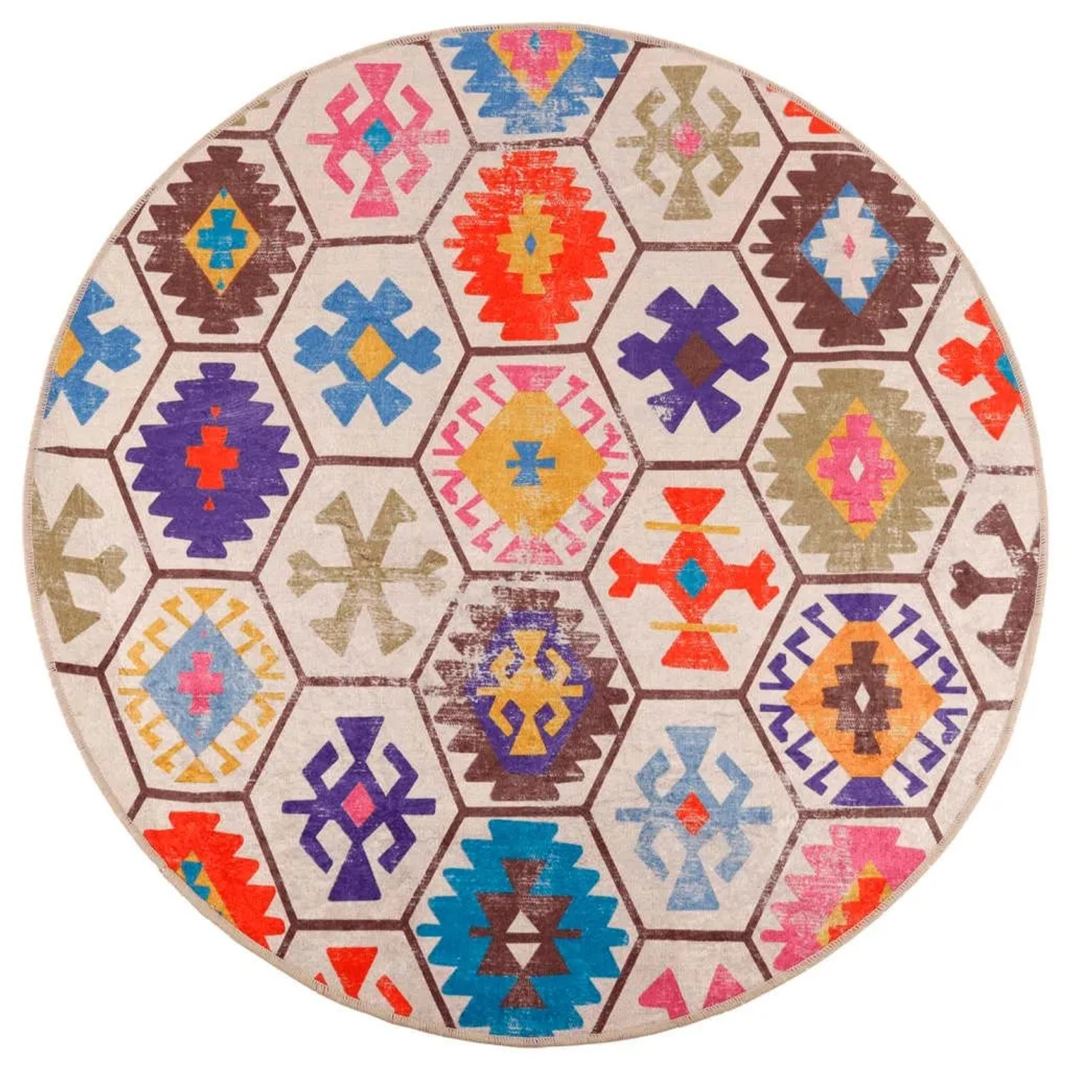 vidaXL Teppich Waschbar Mehrfarbig Ø 120 cm Rutschfest 136584 günstig online kaufen