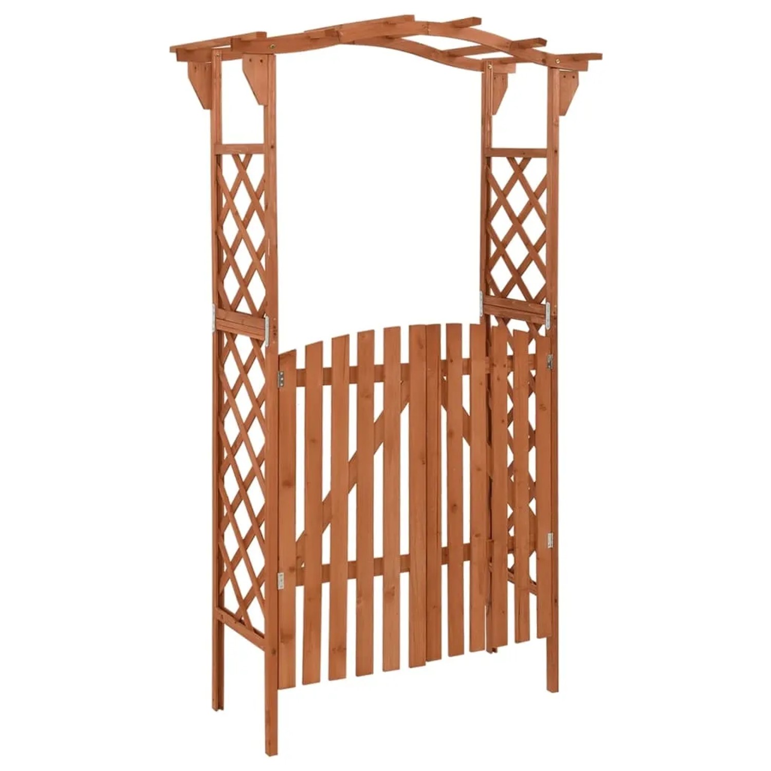 Holz Pergola mit Tor für Garten, 116x40x204 cm, aus Tanne. Rankhilfe für Kletterpflanzen.