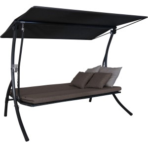 Angerer Hollywoodschaukel Motion Smart Olive mit Liegefunktion, Kissen und Sonnendach.