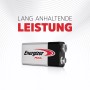 Energizer Max 9V E-Block Alkaline Batterie für anspruchsvolle Geräte.