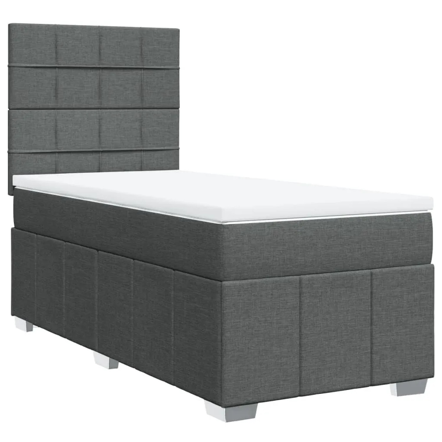 vidaXL Boxspringbett mit Matratze Dunkelgrau 90x190 cm Stoff 3293824