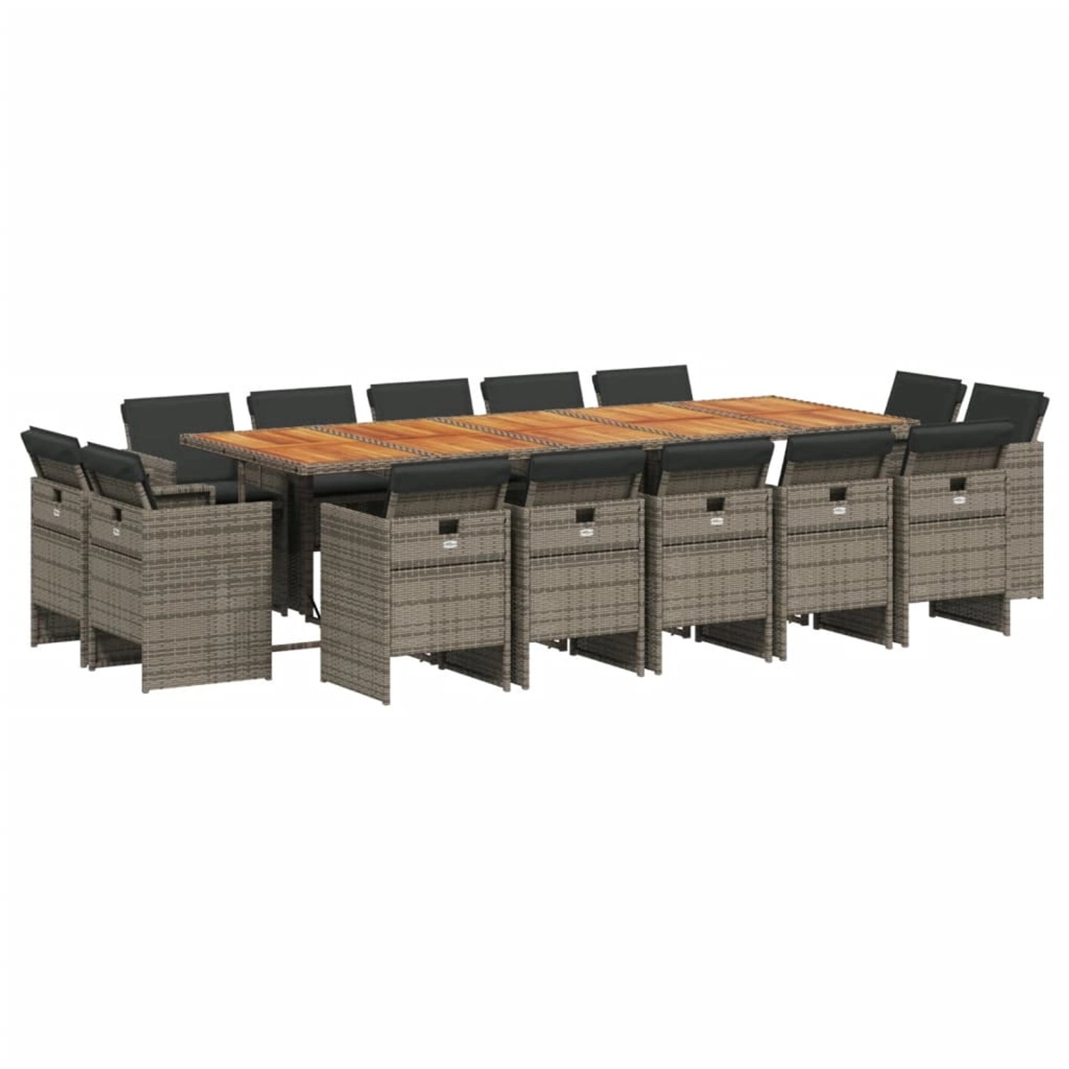 vidaXL 15-Tlg Garten-Essgruppe mit Kissen Grau Poly Rattan 3210698 günstig online kaufen