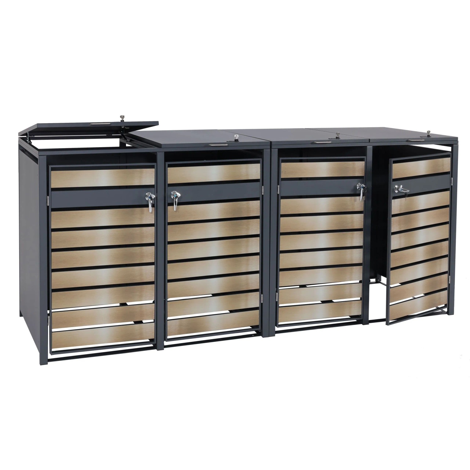 MCW 4er Mülltonnenverkleidung J81 Gold 117x264x80cm