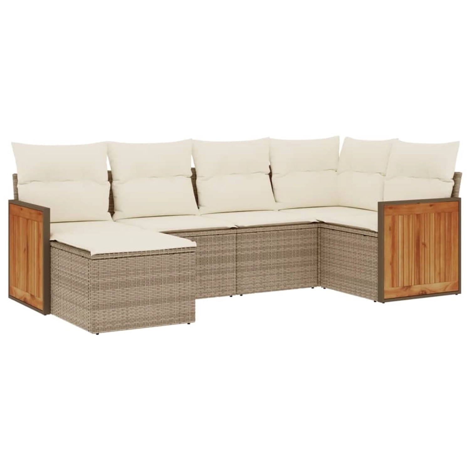 vidaXL 6-Tlg Garten-Sofagarnitur mit Kissen Beige Poly Rattan 3227857 günstig online kaufen