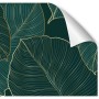 Myspotti Küchenrückwandfolie Leaves Green mit Blattmuster und goldenen Linien.