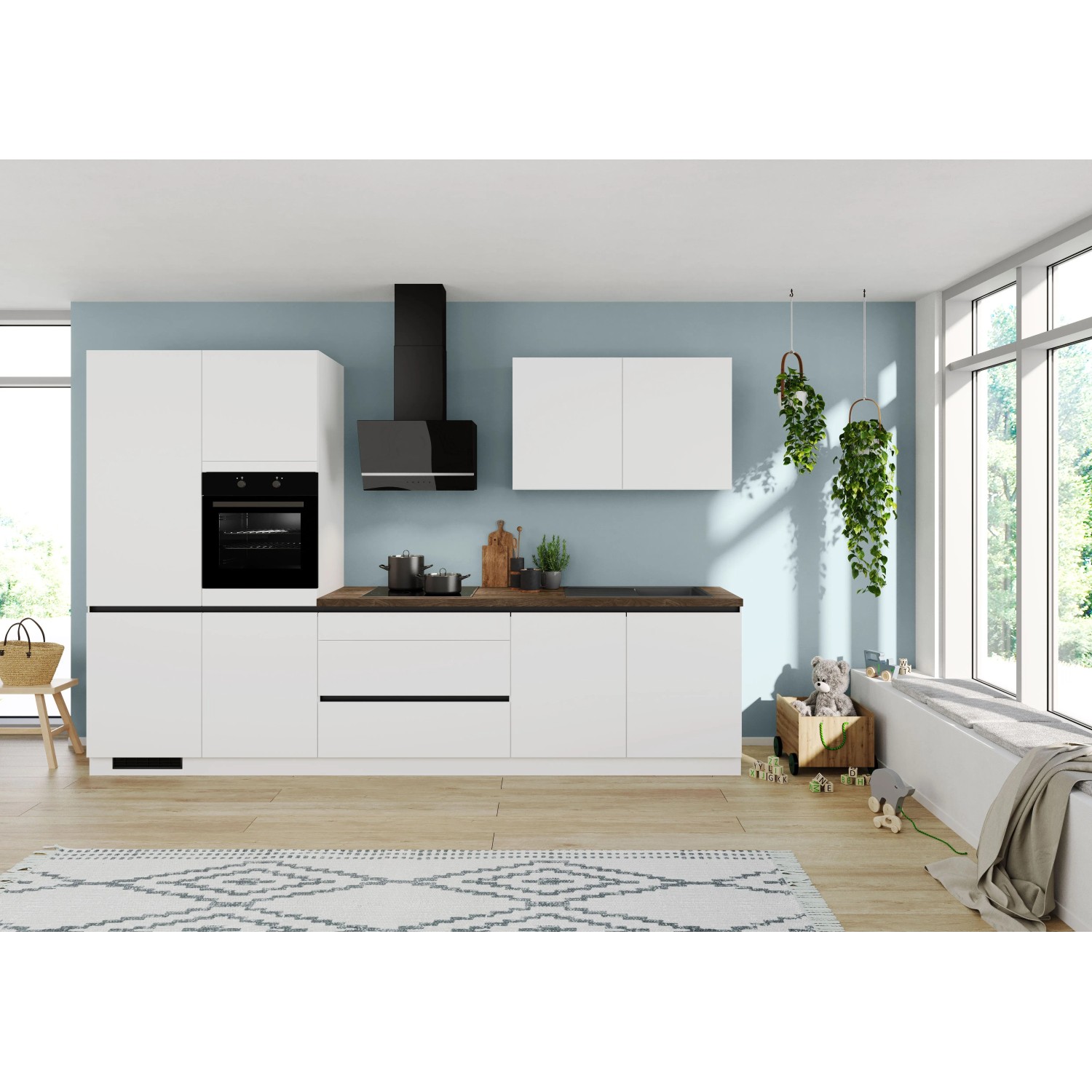 Impuls Küchen Küchenzeile IKC13403R 340 cm Weiß mit E-Geräten